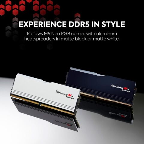 Модуль памяти для компьютера DDR5 32GB (2x16GB) 6000 MHz Ripjaws M5 Neo RGB Matte White G.Skill (F5-6000J3636F16GX2-RM5NRW) - Модули памяти для компьютера - Модули памяти для компьютера