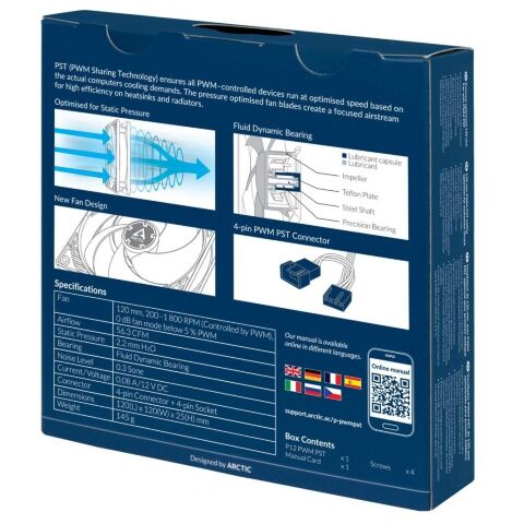 Кулер для корпуса Arctic P12 PWM PST black (ACFAN00120A) - Нулевой остаток (Feed)  - Нулевой остаток (Feed) 