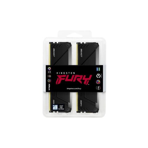 Модуль памяти для компьютера DDR4 16GB (2x8GB) 3200 MHz Beast Black Kingston Fury (ex.HyperX) (KF432C16BB2AK2/16WP) - Нулевой остаток (Feed)  - Нулевой остаток (Feed) 