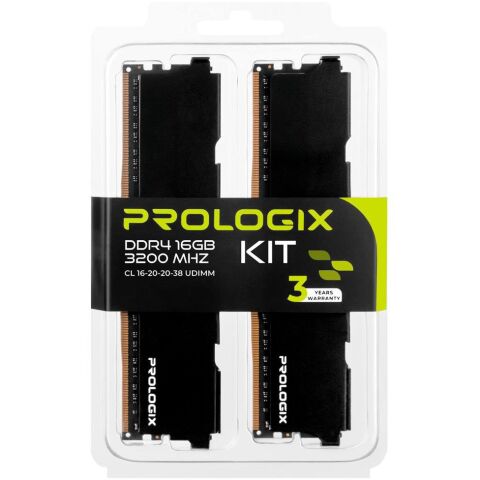 Модуль памяти для компьютера DDR4 16GB (2x8GB) 3200 MHz Black Prologix (PRO16GB3200B4K) - Нулевой остаток (Feed)  - Нулевой остаток (Feed) 