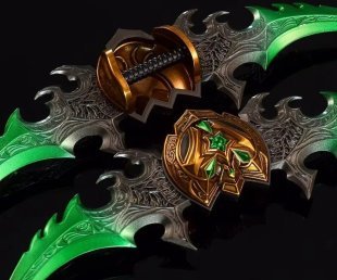 Игрушка World of Warcraft Warglaive Of Azzinoth Клинки Аззинота метал 21 см.