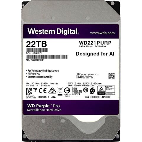 Жесткий диск 3.5" 22TB WD (WD221PURP) - Нулевой остаток (Feed)  - Нулевой остаток (Feed) 