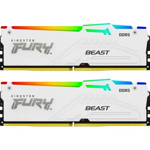 Модуль памяти для компьютера DDR5 64GB (2x32GB) 5600 MHz FURY Beast White RGB Kingston Fury (ex.HyperX) (KF556C40BWAK2-64) - Нулевой остаток (Feed)  - Нулевой остаток (Feed)