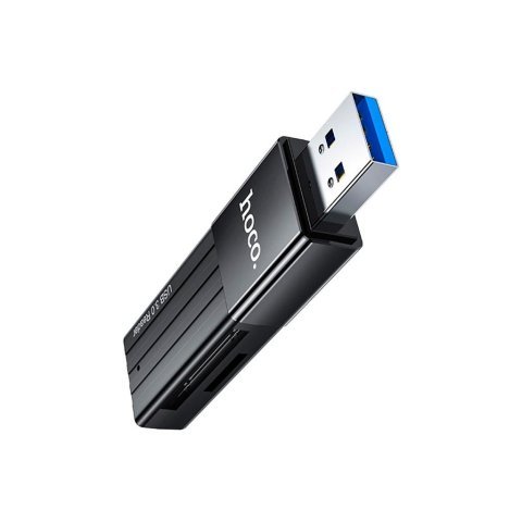 Считыватель флеш-карт HOCO USB3.0 to microSD, microSDHC, microSDXC, SD, SDHC, SDXC, HB20 Black (6931474735218) - Нулевой остаток (Feed) - Нулевой остаток (Feed)
