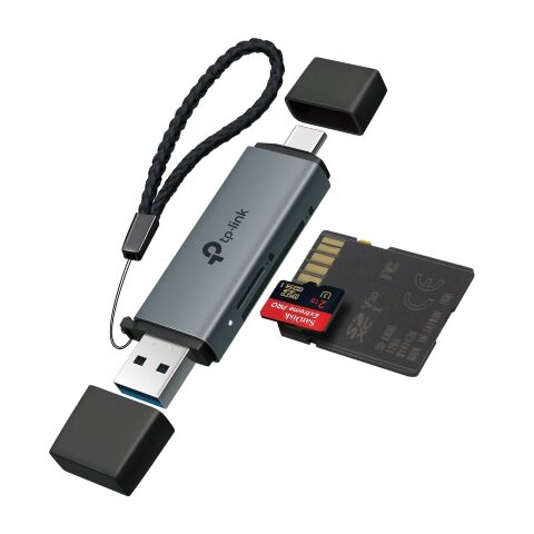 Считыватель флеш-карт TP-Link USB-C + USB 2.0 SD + TF silver (UA430D) - Нулевой остаток (Feed)  - Нулевой остаток (Feed) 