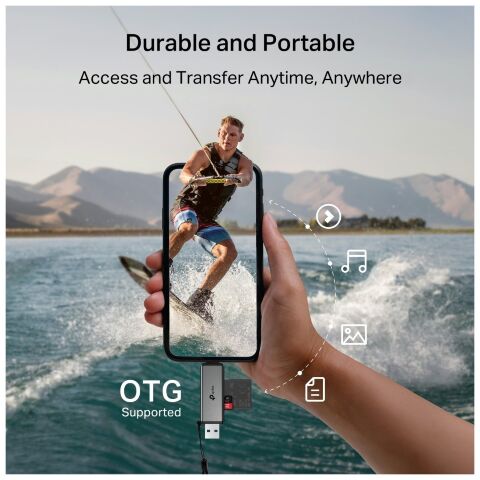 Считыватель флеш-карт TP-Link USB-C + USB 2.0 SD + TF silver (UA430D) - Нулевой остаток (Feed)  - Нулевой остаток (Feed) 