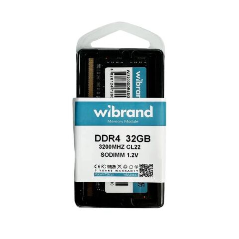 Модуль памяти для ноутбука SoDIMM DDR4 32GB 3200 MHz Wibrand (WI3200DDR4S/32GB) - Нулевой остаток (Feed) - Нулевой остаток (Feed)