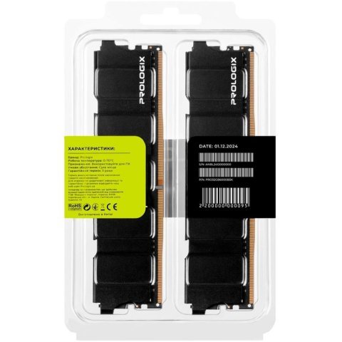 Модуль памяти для компьютера DDR5 32GB (2x16GB) 6000 MHz Black Prologix (PRO32GB6000B5K) - Нулевой остаток (Feed) - Нулевой остаток (Feed)