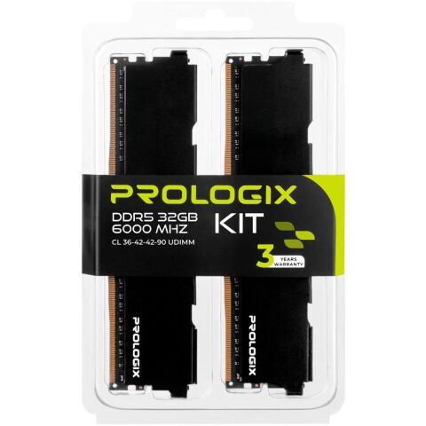 Модуль памяти для компьютера DDR5 32GB (2x16GB) 6000 MHz Black Prologix (PRO32GB6000B5K) - Нулевой остаток (Feed)  - Нулевой остаток (Feed) 