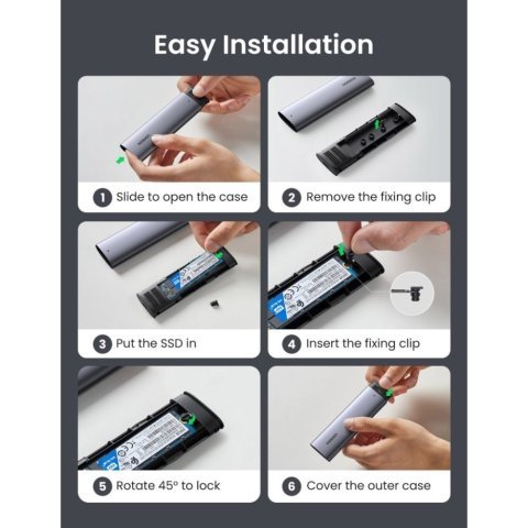 Карман внешний Ugreen SSD M.2 (NVME) M-KEY 3.1 GEN2 CM400 (10902) - Нулевой остаток (Feed)  - Нулевой остаток (Feed) 