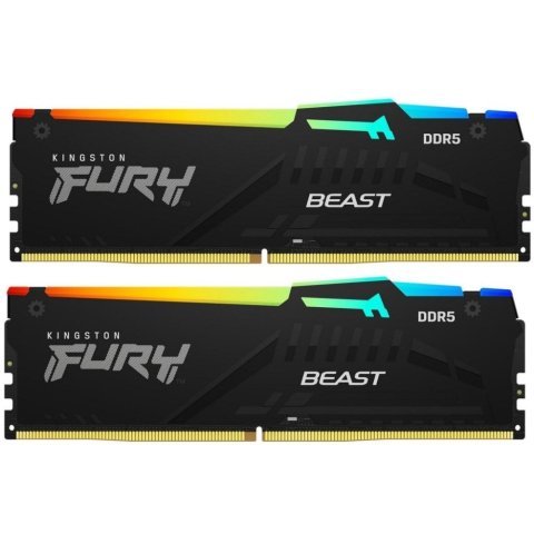 Модуль памяти для компьютера DDR5 32GB (2x16GB) 5600 MHz FURY Beast RGB Kingston Fury (ex.HyperX) (KF556C40BBAK2-32) - Нулевой остаток (Feed) - Нулевой остаток (Feed)