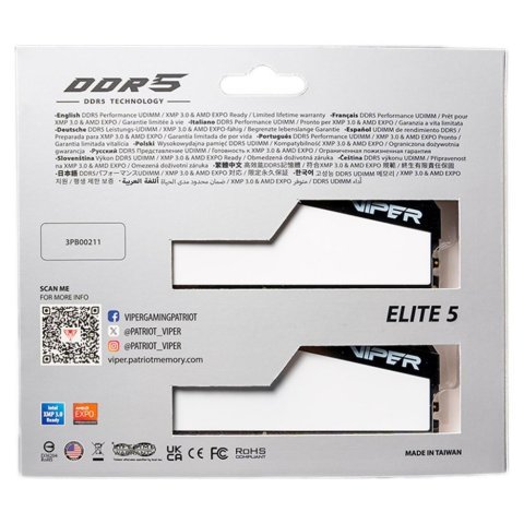 Модуль памяти для компьютера DDR5 32GB (2x16GB) 5600 MHz Viper Elite 5 Patriot (VEB532G5636KW) - Нулевой остаток (Feed) - Нулевой остаток (Feed)