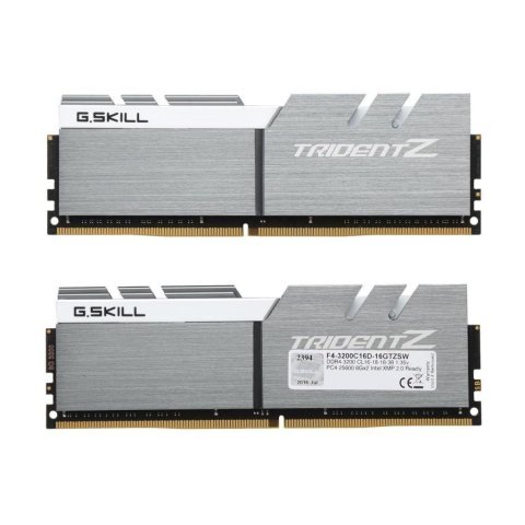 Модуль памяти для компьютера DDR4 16GB (2x8GB) 3200 MHz Trident Z Silver H/ White G.Skill (F4-3200C16D-16GTZSW) - Нулевой остаток (Feed)  - Нулевой остаток (Feed)
