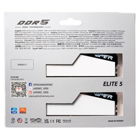 Модуль памяти для компьютера DDR5 32GB (2x16GB) 6000 MHz Viper Elite 5 Patriot (VEB532G6030KW) - Нулевой остаток (Feed) - Нулевой остаток (Feed)