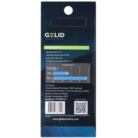 Термопрокладка Gelid Solutions GP-Ultimate Thermal Pad 120x20x1.5 mm (TP-GP04-R-C) - Акссесуары к системам охлаждения - Акссесуары к системам охлаждения