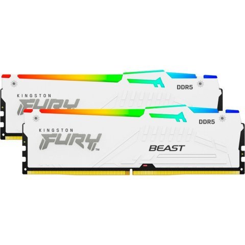 Модуль памяти для компьютера DDR5 64GB (2x32GB) 5200 MHz FURY Beast White RGB Kingston Fury (ex.HyperX) (KF552C40BWAK2-64) - Нулевой остаток (Feed) - Нулевой остаток (Feed)