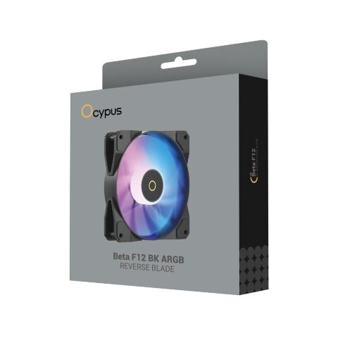 Кулер для корпуса OCYPUS BETA F12 BK ARGB REVERSE BLADE (BETA-F12-BK1AM01X-GL) - Нулевой остаток (Feed) - Нулевой остаток (Feed)