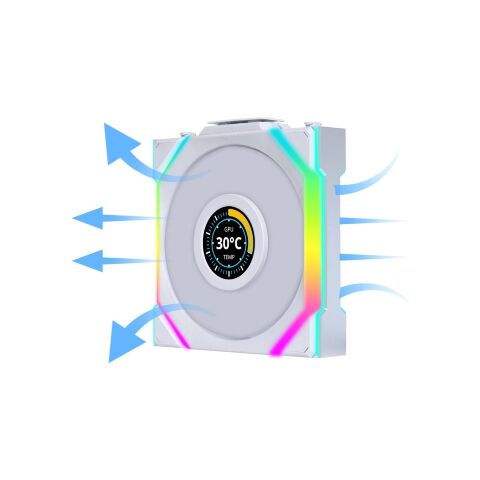 Кулер для корпуса Lian Li Uni Fan SL WIRELESS LCD Reverse, 120-1 (G99.12RSLLCD1W1W.00) - Вентиляторы к корпусам - Вентиляторы к корпусам