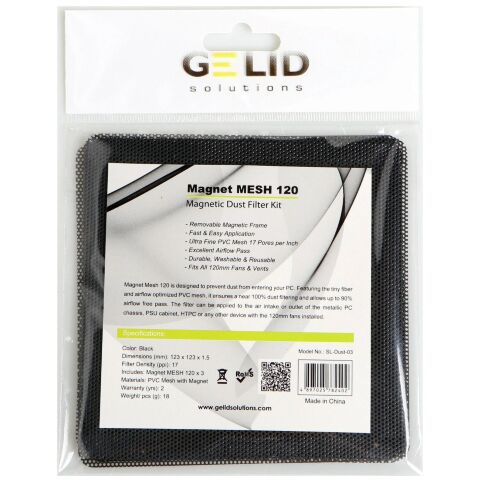 Пылевой фильтр для ПК Gelid Solutions MAGNET MESH DUST FILTER 120 3pcs (SL-Dust-03) - Нулевой остаток (Feed)  - Нулевой остаток (Feed) 