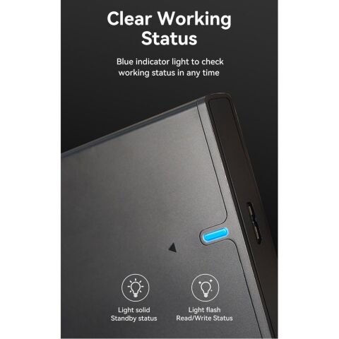 Карман внешний Vention 2.5" HDD/SSD USB 3.0 Micro-B Black (KPAB0) - Аксессуары к HDD - Аксессуары к HDD