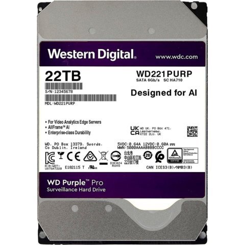 Жесткий диск 3.5" 22TB WD (WD221PURP) - Жесткие диски (HDD)  - Жесткие диски (HDD)