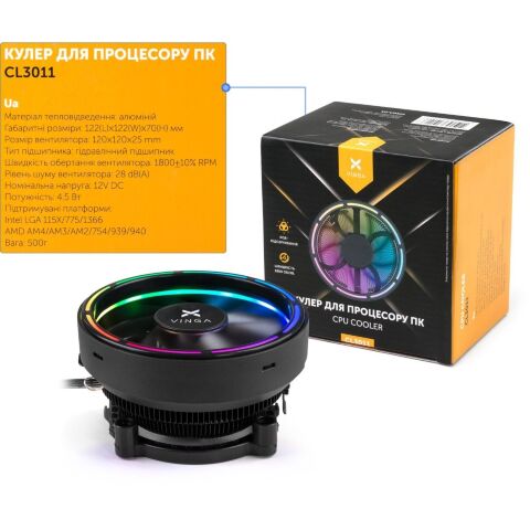 Кулер для процессора Vinga CL3011 - Нулевой остаток (Feed) - Нулевой остаток (Feed)