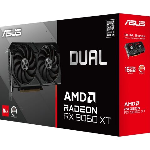 Видеокарта ASUS Radeon RX 9060 XT 16Gb DUAL OC (DUAL-RX9060XT-16G) - Нулевой остаток (Feed) - Нулевой остаток (Feed)