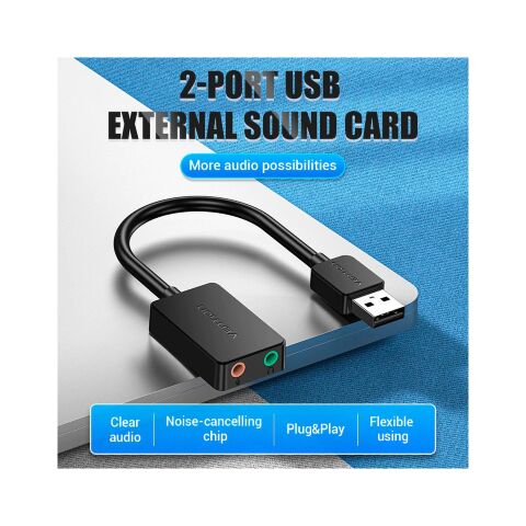 Звуковая плата Vention Audio USB 2х3,5 мм jack 0.15m (CDYB0) - Звуковые платы - Звуковые платы