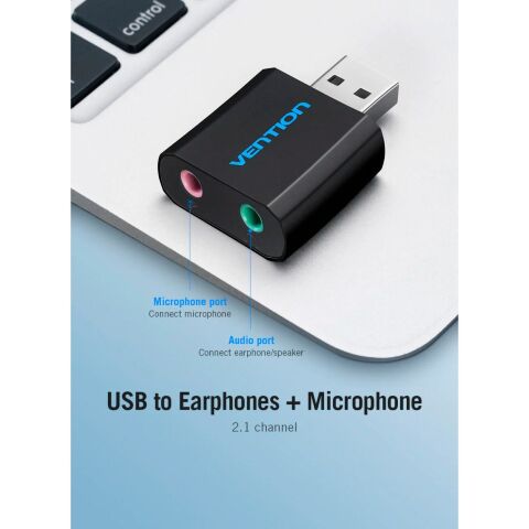 Звуковая плата Vention Audio USB 2х3,5mm jack Metal (VAB-S17-B) - Звуковые платы - Звуковые платы