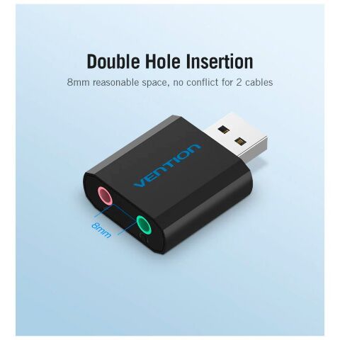 Звуковая плата Vention Audio USB 2х3,5mm jack Metal (VAB-S17-B) - Звуковые платы - Звуковые платы