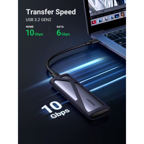 Карман внешний Ugreen SSD M.2 (NVME) M-KEY UGREEN 3.2 GEN2 CM400 gray (90264) - Аксессуары к HDD  - Аксессуары к HDD 
