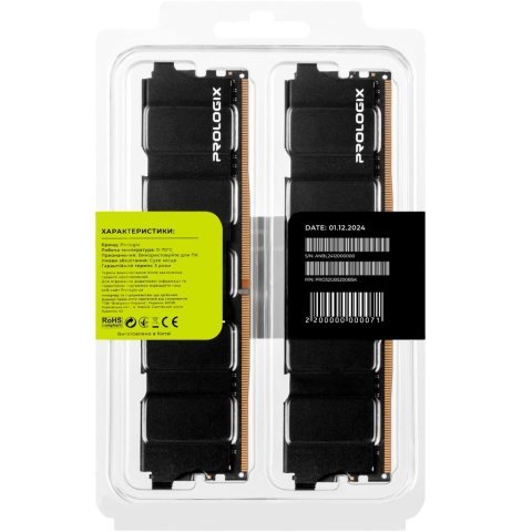 Модуль памяти для компьютера DDR5 32GB (2x16GB) 5200 MHz Black Prologix (PRO32GB5200B5K) - Нулевой остаток (Feed) - Нулевой остаток (Feed)