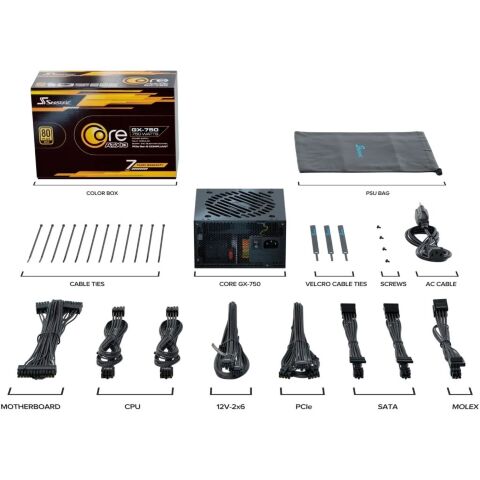 Блок питания Seasonic 750W CORE GX 750 (SRP-CGX751-A5A32SF) - Нулевой остаток (Feed)  - Нулевой остаток (Feed) 