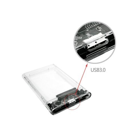 Карман внешний Dynamode 2.5" SATA HDD/SSD USB 3.0 Transparent (DM-CAD-25316) - Нулевой остаток (Feed) - Нулевой остаток (Feed)