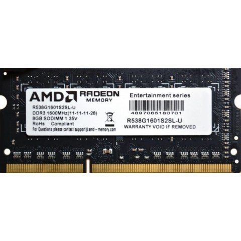 Модуль памяти для ноутбука SoDIMM DDR3L 8GB 1600 MHz AMD (R538G1601S2SL-U) - Модули памяти к ноутбукам  - Модули памяти к ноутбукам