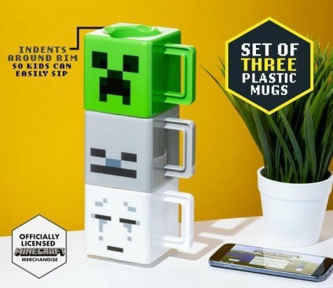 Набор 3 чашек Minecraft Stacking Coffee Mugs Creeper Skeleton and Ghast кружки Майнкрафт 250 мл - -