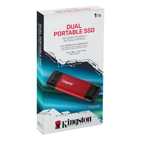 Накопитель SSD USB Type-C 1TB Dual Portable Kingston (SPSD/1TB) - Внутренние SSD  - Внутренние SSD 