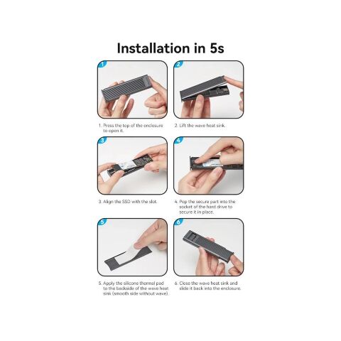 Карман внешний Vention SSD M.2 (NVME) M-key USB Type-C 3.2 10Gbps Heat Sink Aluminum (KPKH0) - Аксессуары к HDD  - Аксессуары к HDD 