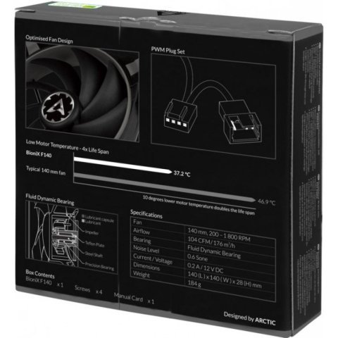 Кулер для корпуса Arctic BioniX F140 Grey (ACFAN00161A) - Нулевой остаток (Feed)  - Нулевой остаток (Feed) 