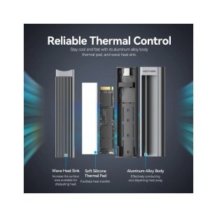 Карман внешний Vention SSD M.2 (NVME) M-key USB Type-C 3.2 10Gbps Heat Sink Aluminum (KPKH0)