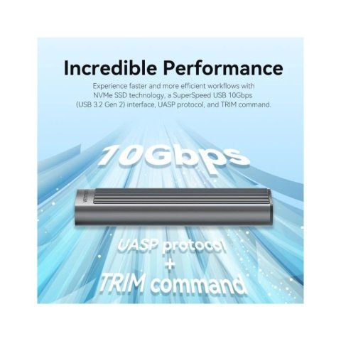 Карман внешний Vention SSD M.2 (NVME) M-key USB Type-C 3.2 10Gbps Heat Sink Aluminum (KPKH0) - Нулевой остаток (Feed) - Нулевой остаток (Feed)