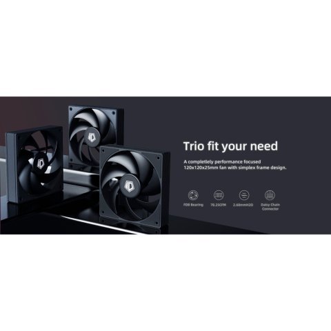 Кулер для корпуса ID-Cooling AF-125-K TRIO - Нулевой остаток (Feed) - Нулевой остаток (Feed)