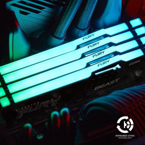 Модуль памяти для компьютера DDR5 64GB (2x32GB) 5600 MHz Beast RGB Kingston Fury (ex.HyperX) (KF556C36BBEAK2-64) - Модули памяти для компьютера  - Модули памяти для компьютера 