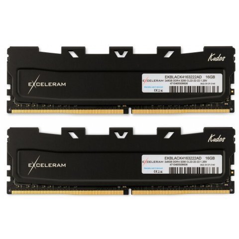 Модуль памяти для компьютера DDR4 16GB (2x8GB) 3200 MHz Black Kudos eXceleram (EKBLACK4163222AD) - Нулевой остаток (Feed)  - Нулевой остаток (Feed) 