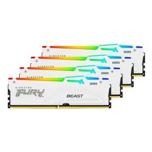 Модуль памяти для компьютера DDR5 128GB (4x32GB) 5600 MHz FURY Beast RGB White Kingston Fury (ex.HyperX) (KF556C40BWAK4-128)