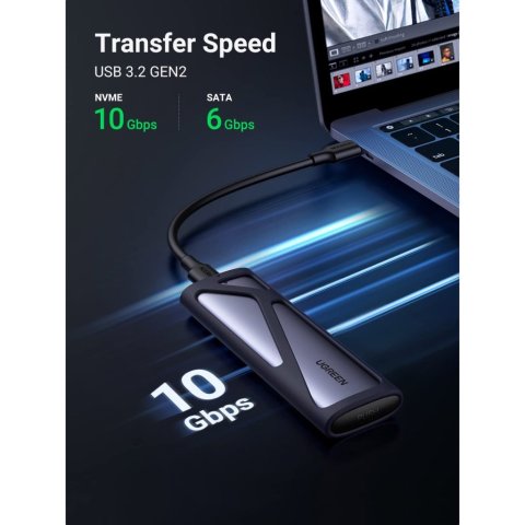 Карман внешний Ugreen SSD M.2 (NVME) M-KEY UGREEN 3.2 GEN2 CM400 gray (90264) - Нулевой остаток (Feed)  - Нулевой остаток (Feed) 