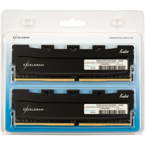 Модуль памяти для компьютера DDR4 16GB (2x8GB) 3200 MHz Kudos Black eXceleram (EKBLACK4163216AD) - Модули памяти для компьютера  - Модули памяти для компьютера 