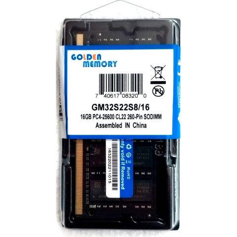 Модуль памяти для ноутбука SoDIMM DDR4 16GB 3200 MHz Golden Memory (GM32S22S8/16) - Нулевой остаток (Feed) - Нулевой остаток (Feed)