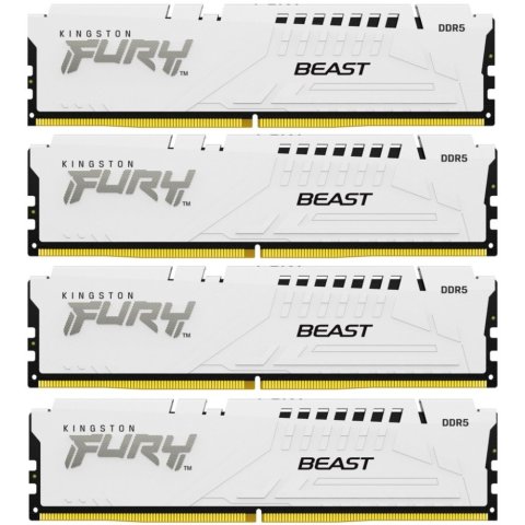 Модуль памяти для компьютера DDR5 128GB (4x32GB) 5600 MHz FURY Beast White Kingston Fury (ex.HyperX) (KF556C40BWK4-128) - Нулевой остаток (Feed)  - Нулевой остаток (Feed) 