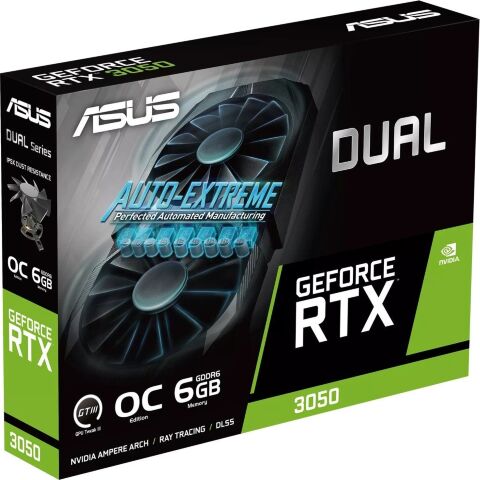 Видеокарта ASUS GeForce RTX3050 6Gb DUAL OC (DUAL-RTX3050-O6G) - Нулевой остаток (Feed) - Нулевой остаток (Feed)